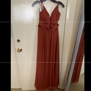 Cinnamon Color Chiffon White Brand by Vera Wang David’s Bridal Bridesmaid Dress